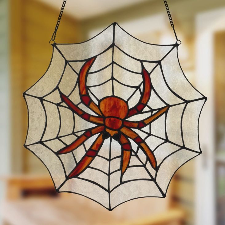12&quot; Spider Stained Glass Window Panel