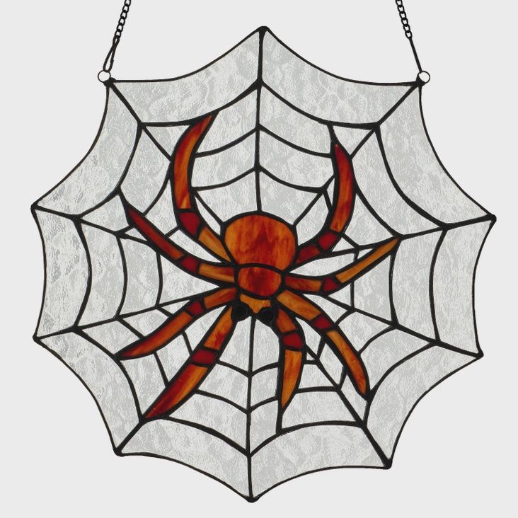 12" Spider Stained Glass Window Panel