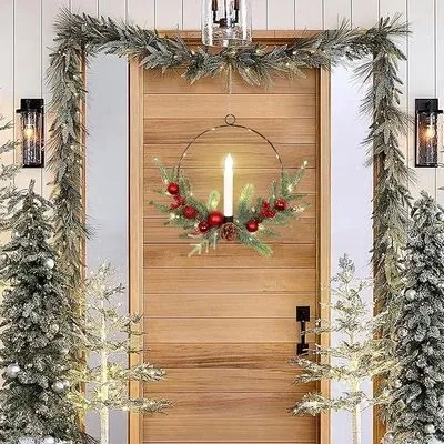 Taper Candle Christmas Wreath