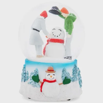 Building Snowman Christmas Musical Snow Globe