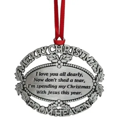Merry Christmas From Heaven Pewter Ornament Silver