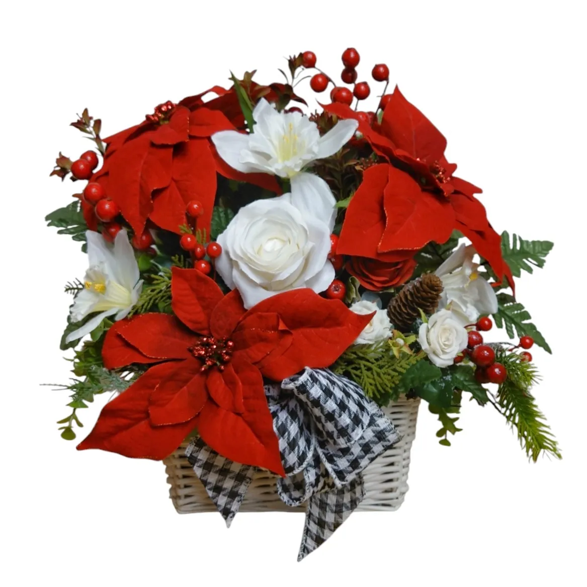 Christmas Silk Flower Basket