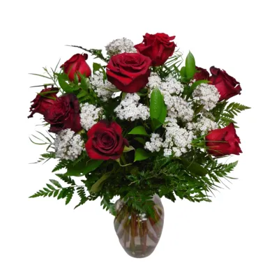 Dozen Roses Vase Arrangement