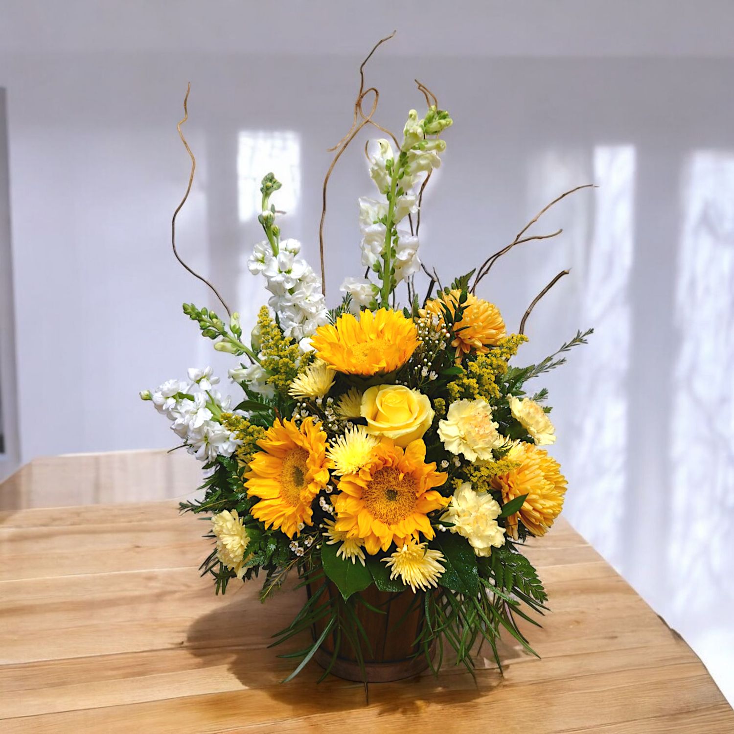 Golden Sun Flower Basket