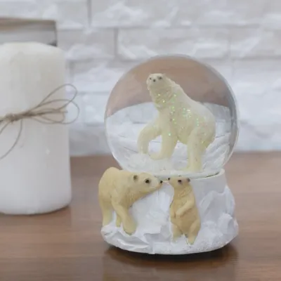 Playful Polar Bear Family Musical Snow Globe