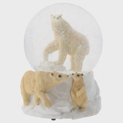 Playful Polar Bear Family Musical Snow Globe