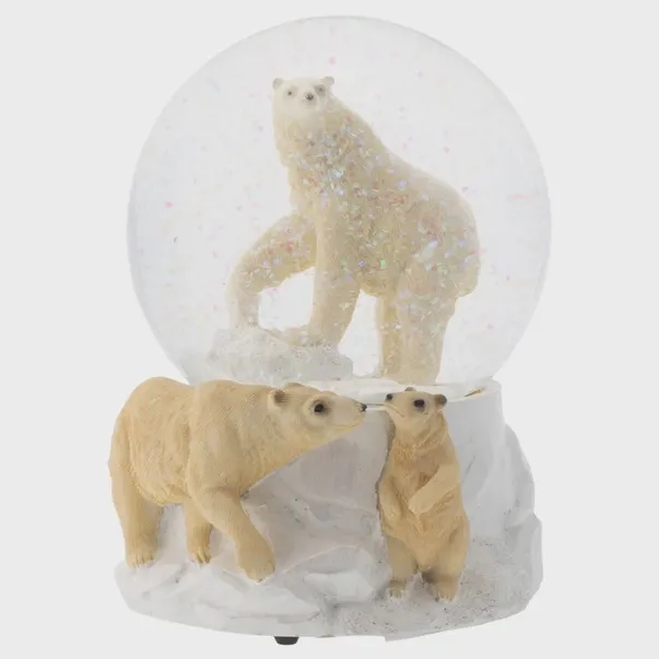 Playful Polar Bear Family Musical Snow Globe