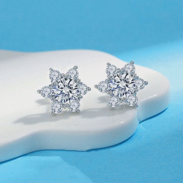 Moissanite Star of David Stud Earring in 925 Sterling Silver