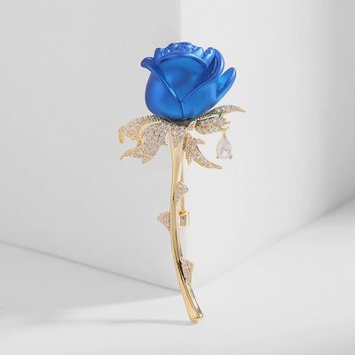 Blue Rose Brooch in Solid Copper