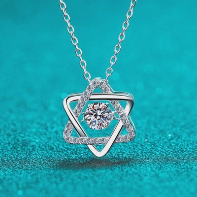 Star of David Moissanite Necklace in 925 Sterling Silver