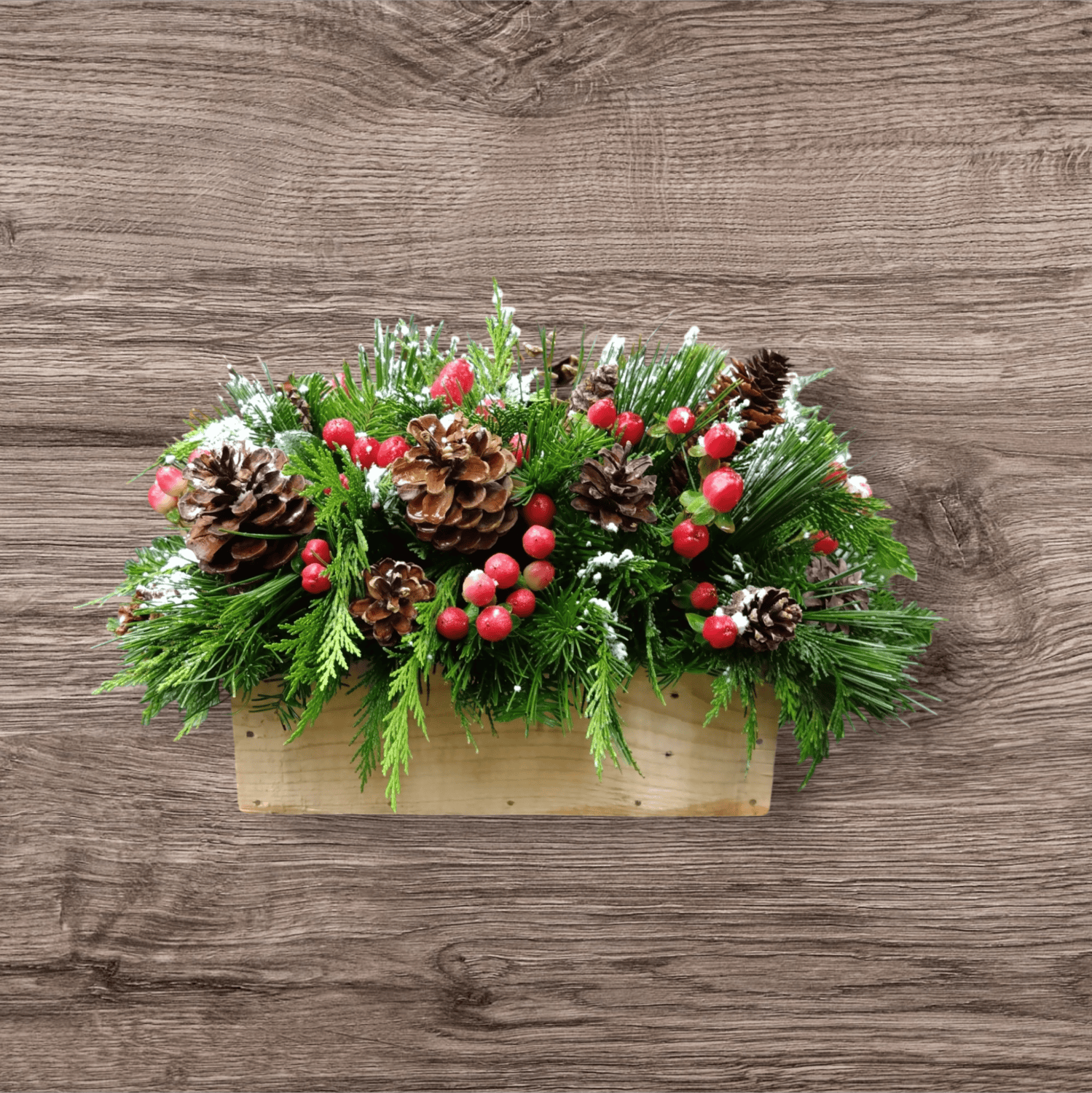 Evergreen Holiday Wood box