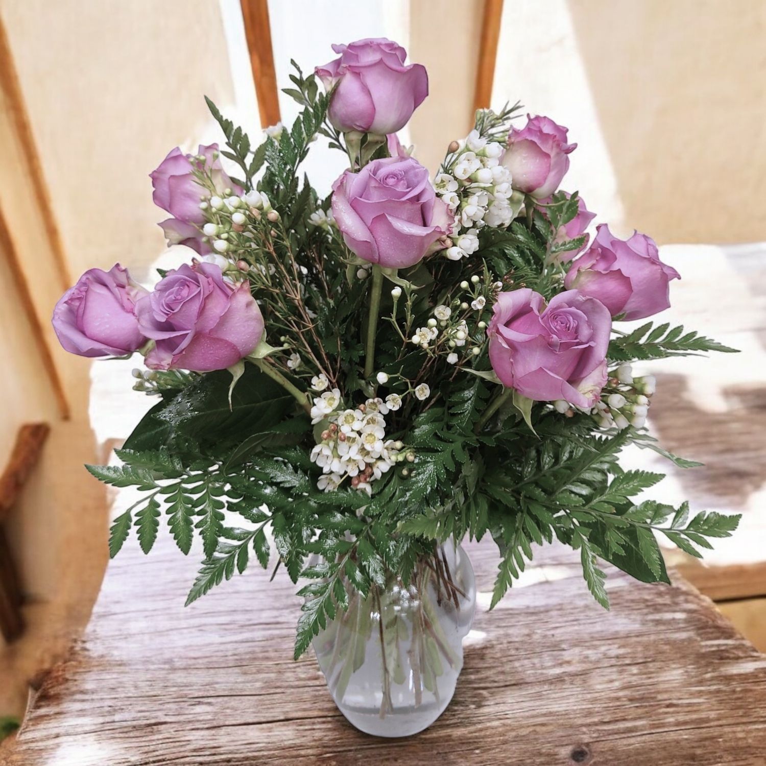 Dozen Roses Vase Arrangement