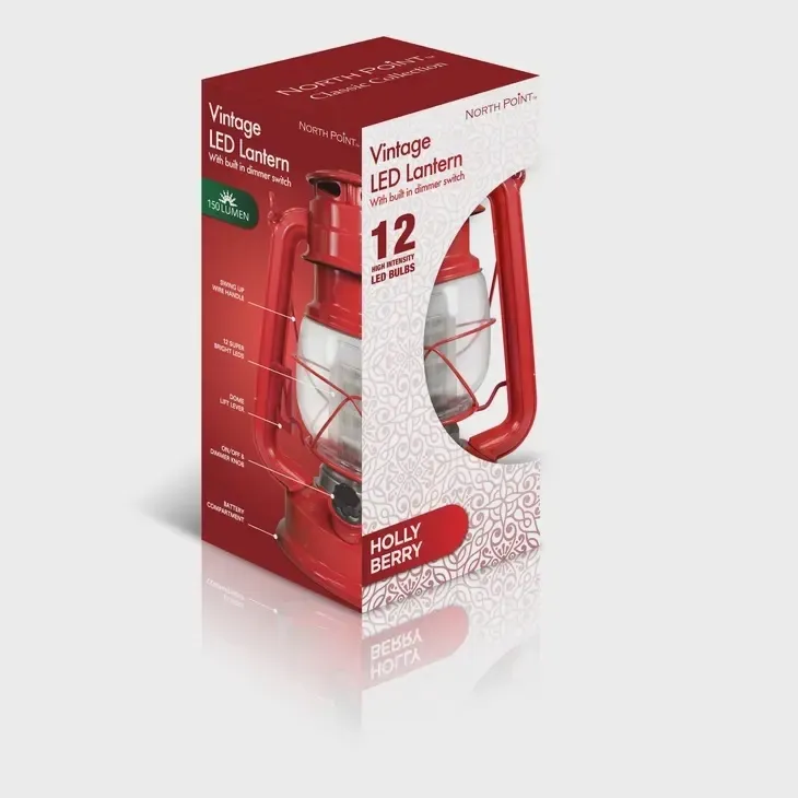 Holly Berry Red Vintage LED Lantern