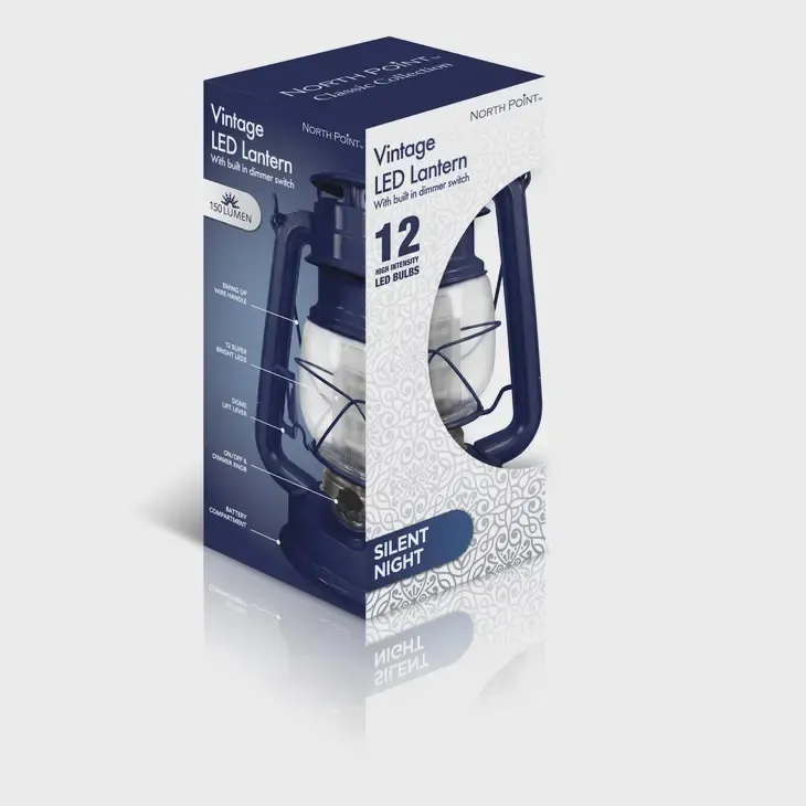 Silent Night Navy Blue Vintage LED Lantern