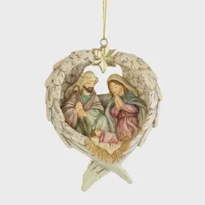 Ornement de Noël Sainte Famille dans des Ailes