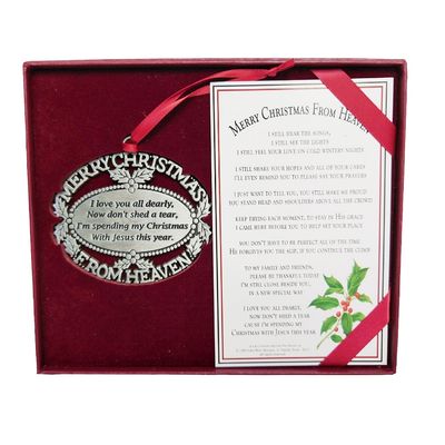 Merry Christmas From Heaven Pewter Ornament Silver