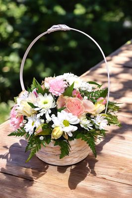 Pink and White Flower Basket