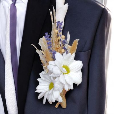 Lavender and Daisies Boutonniere