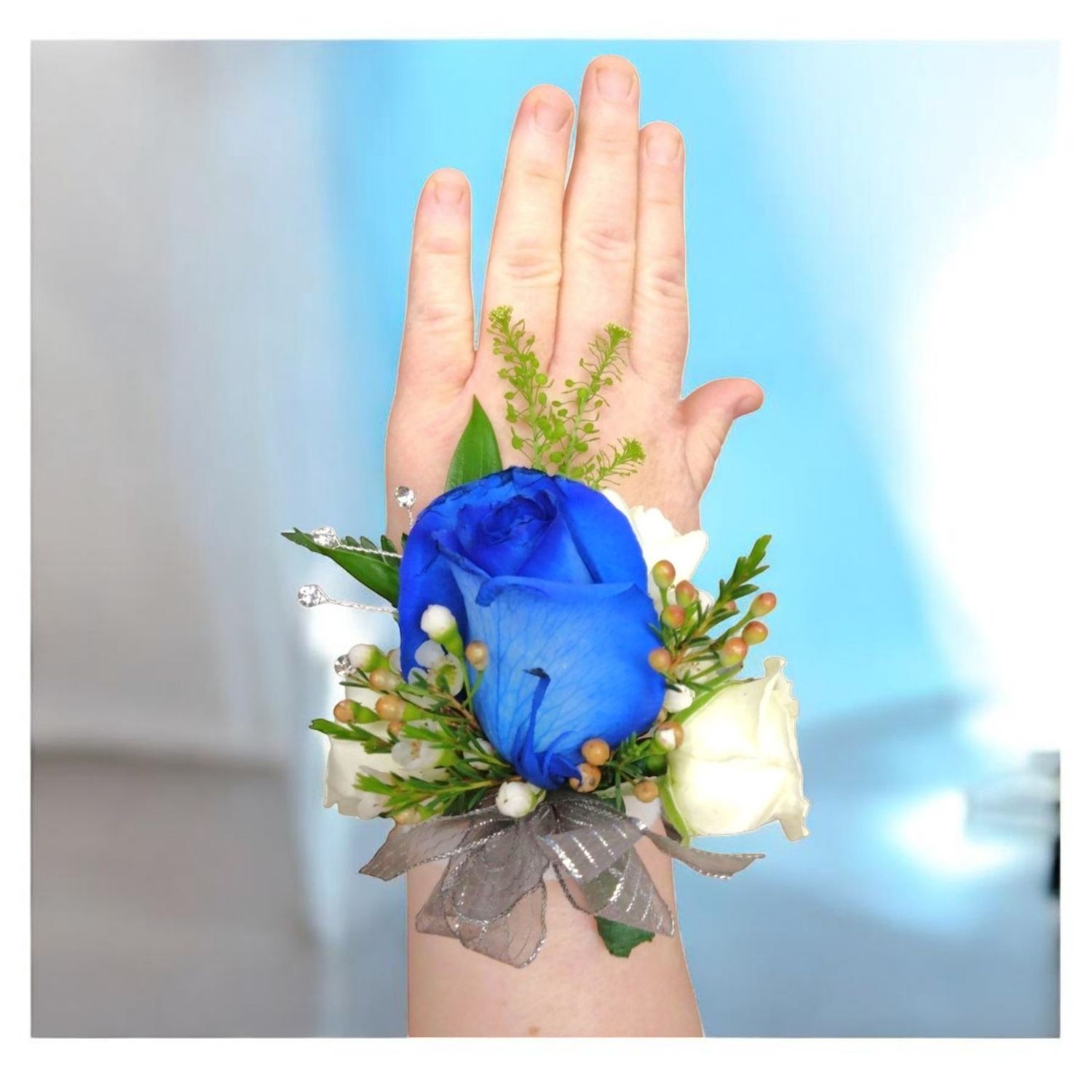Sparkling Blue  Corsage