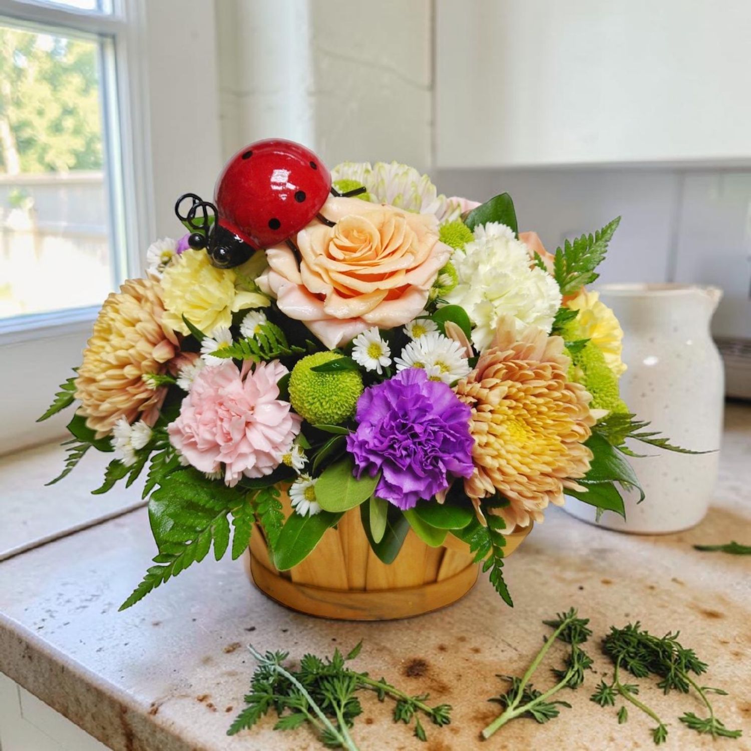 Ladybug Flower Basket