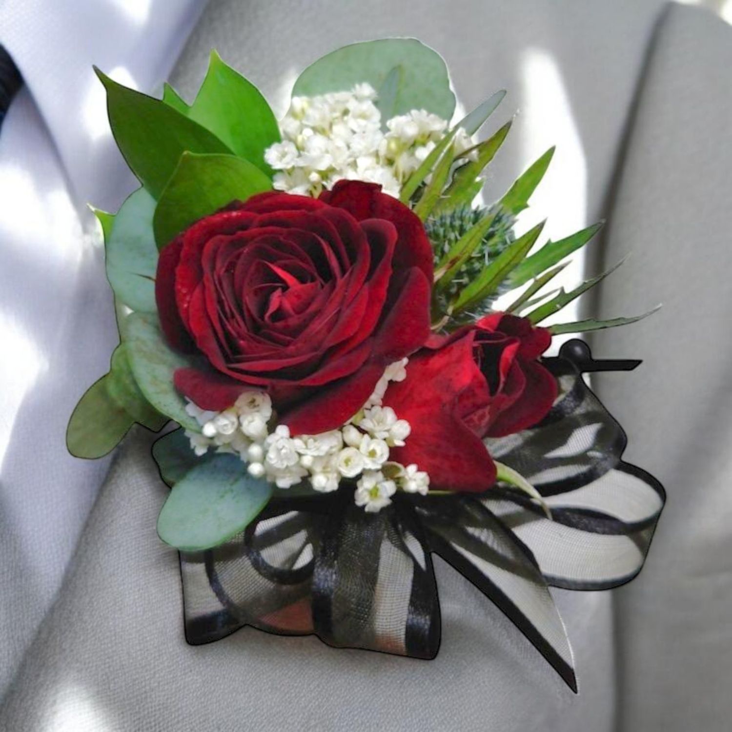 Mini Red Rose Boutonniere