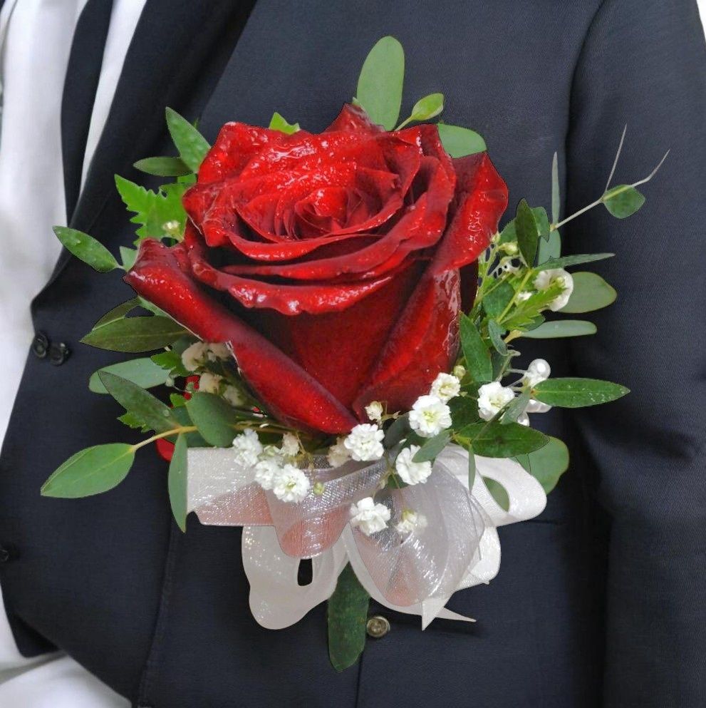 Traditional Red Roses Boutonniere