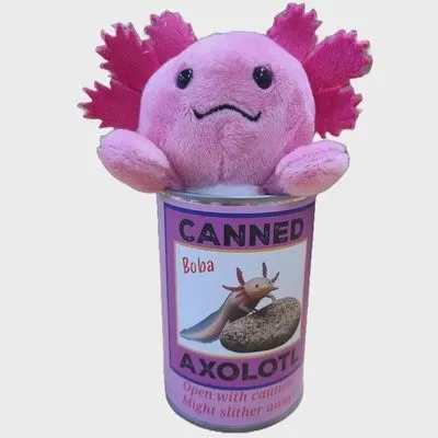 Canned Axolotl Stuffed Animal Plush – Boba