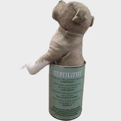 Peluche Pit Bull en Conserve avec Son d’Aboiement – Cadeaux en Conserve