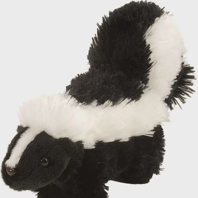 Close-up of 12 inch Skunk plush stuffed animal showing realistic fur, face, and woodland charm
