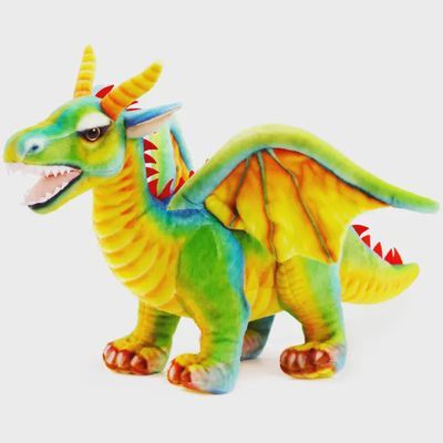 Drevnar the Dragon plush stuffed animal with bright colorful scales