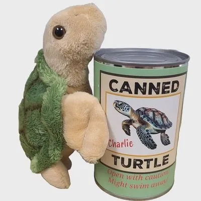 Peluche Tortue de Mer en Conserve – Charlie par Cadeaux en Conserve