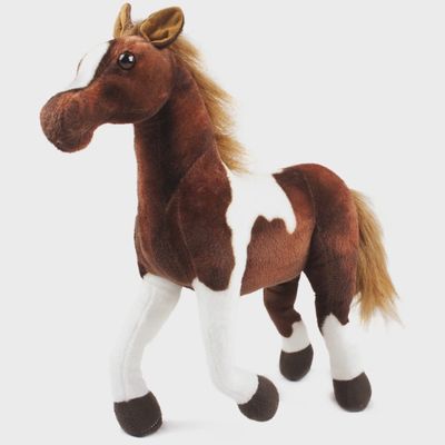 Hanna the Horse plush toy full view with soft brown fur and white mane