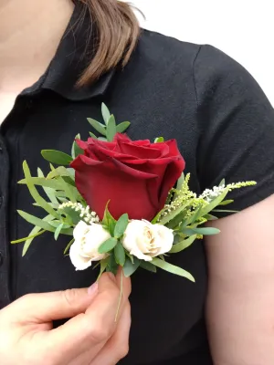 Fancy Red and White Boutonniere