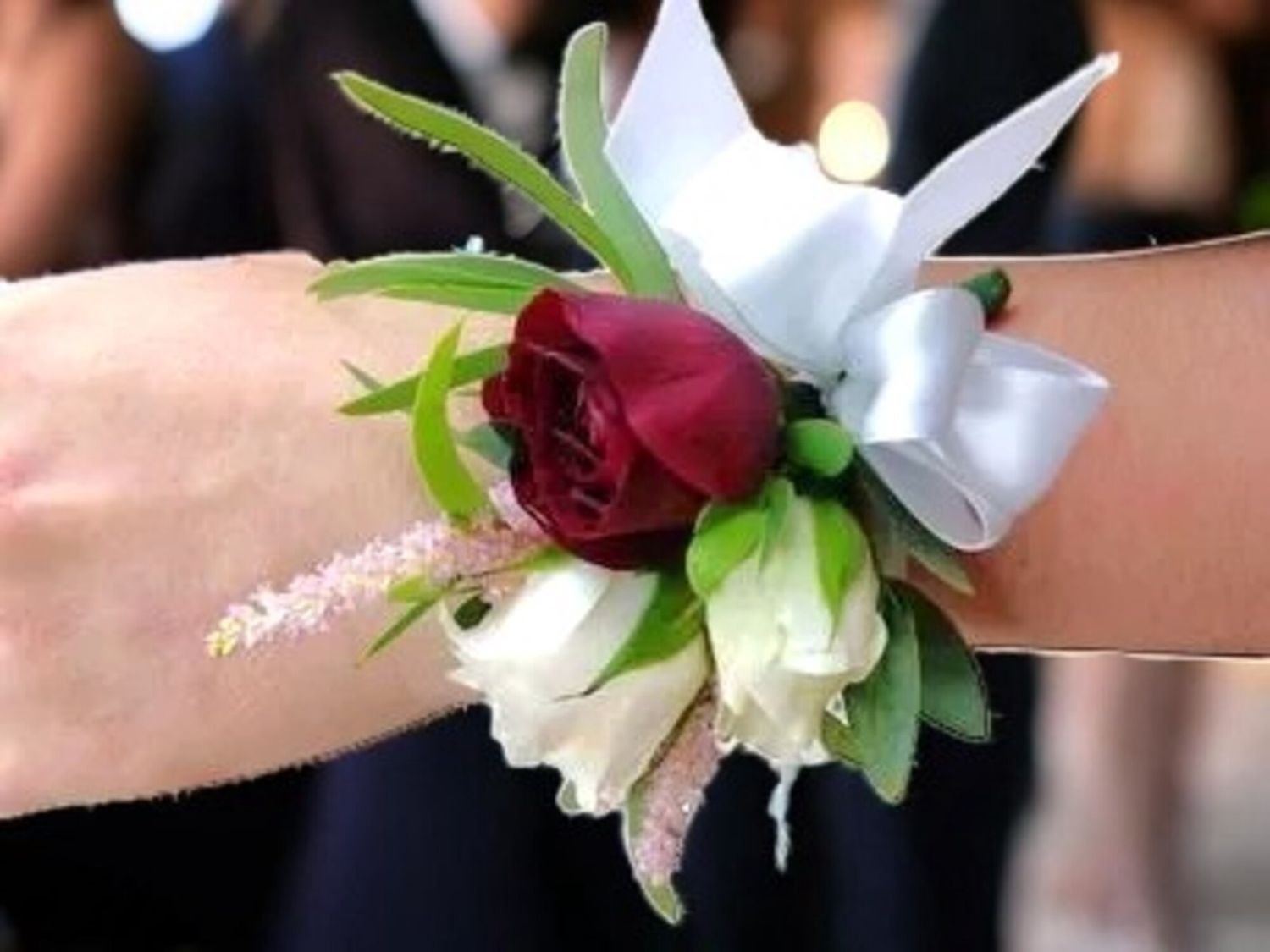 Fancy Red and White Corsage