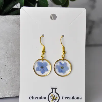Forget Me Not Real Flower Earrings