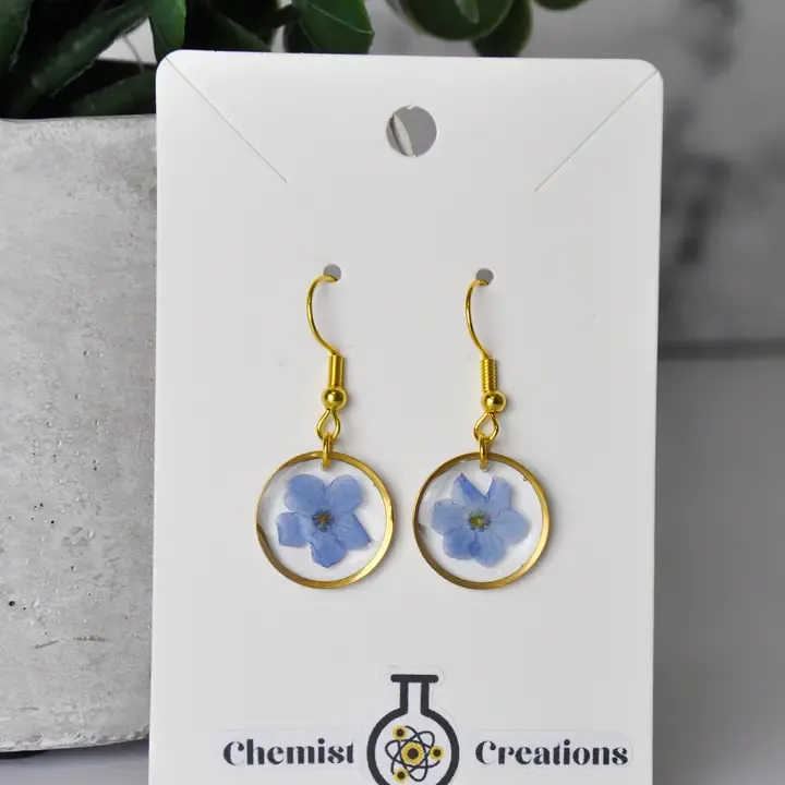 Forget Me Not Real Flower Earrings