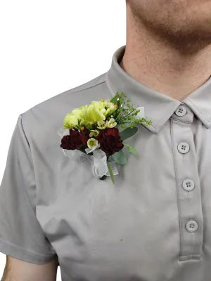 Green and Burgundy Boutonniere