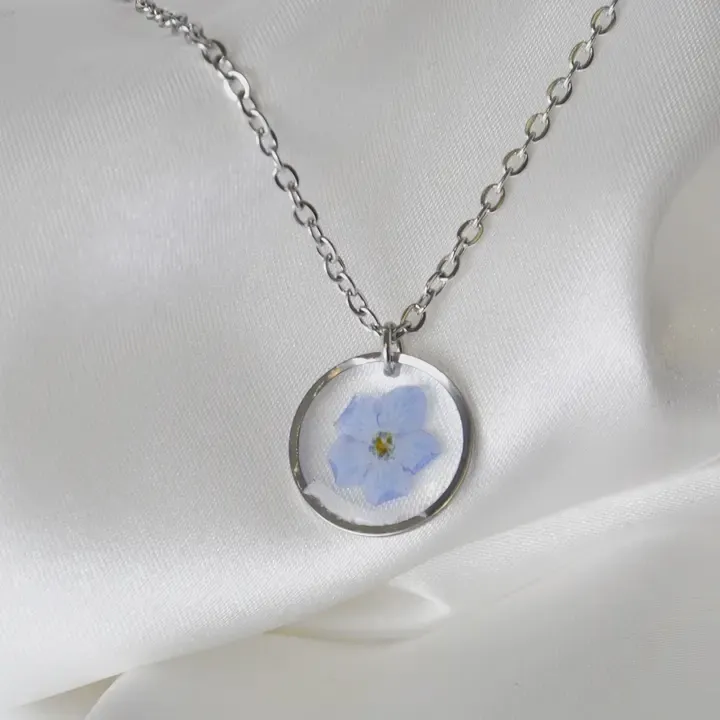 Forget Me Not Real Flower Necklace
