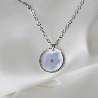 Forget Me Not Real Flower Necklace