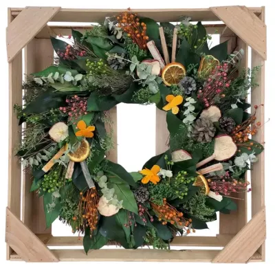 Country Citrus Dried Flowers  Fall Wreath