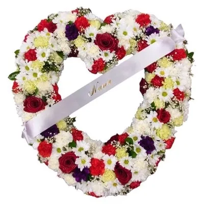 Beautiful Sunflowers Roses Heart Wreath