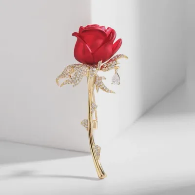 Red Rose Brooch in Solid Copper