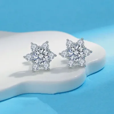 Moissanite Star of David Stud Earring in 925 Sterling Silver