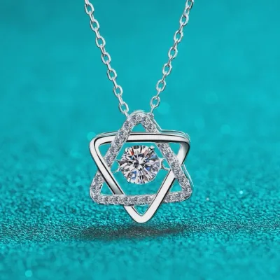 Star of David Moissanite Necklace in 925 Sterling Silver