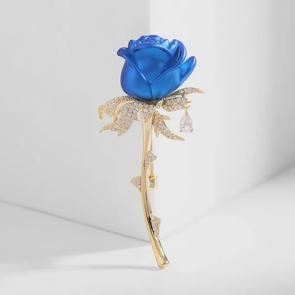 Blue Rose Brooch in Solid Copper