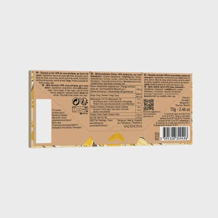 Valrhona Jivara 40% Milk Chocolate Bar