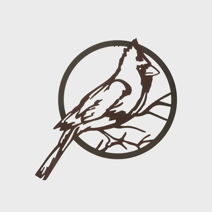 23" Rust Cardinal Circle Wall Art