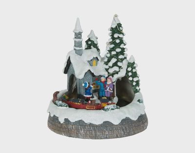 7.5" 3D Led Scene With Church Moving Train &amp; Music