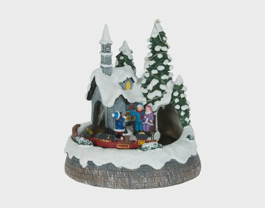 7.5" 3D Led Scene With Church Moving Train &amp; Music