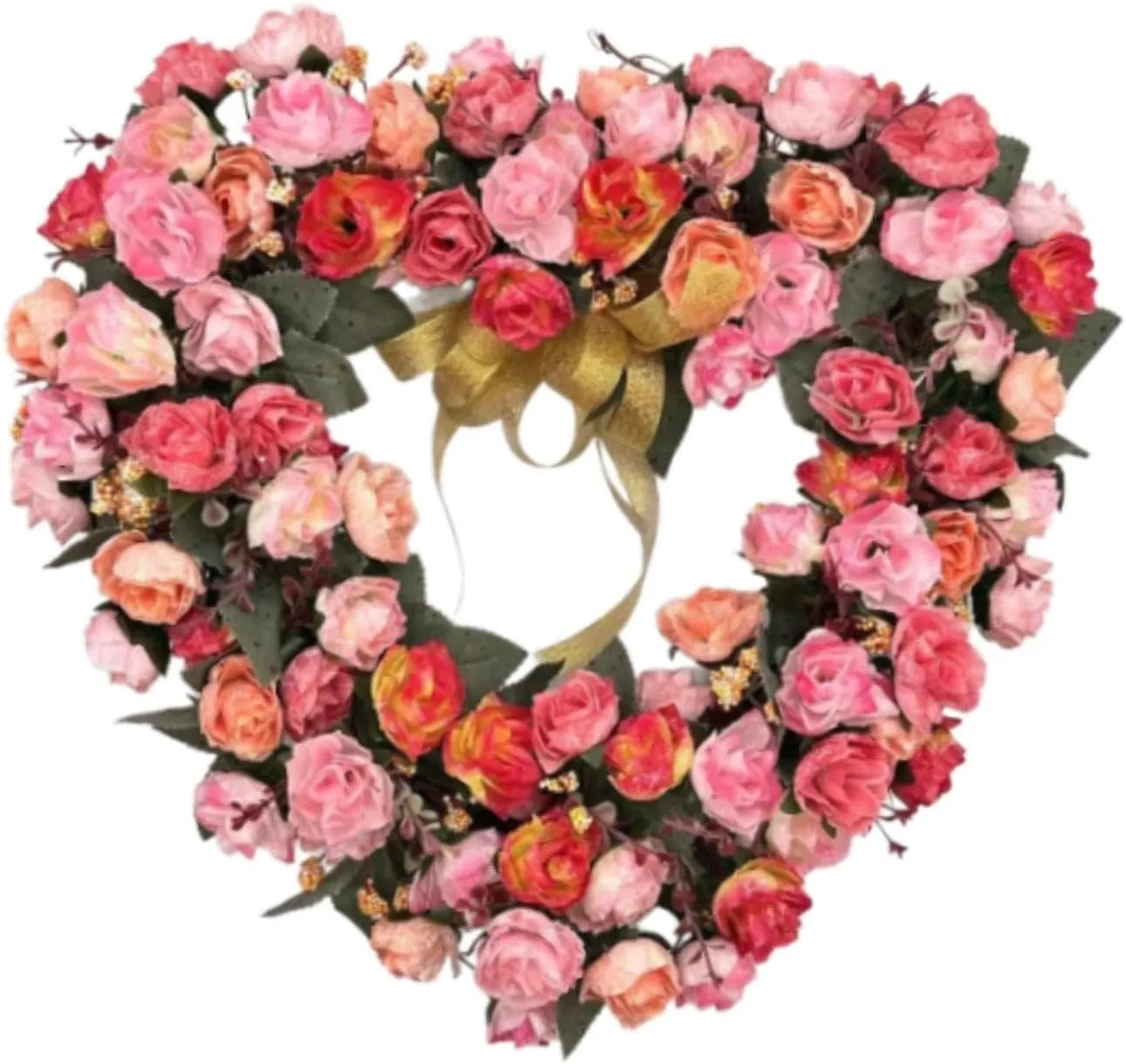 13.5" Pink Rose Heart Wreath